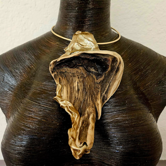 Hand Sculpted Variegated Driftwood Pendant - Unisex Torc