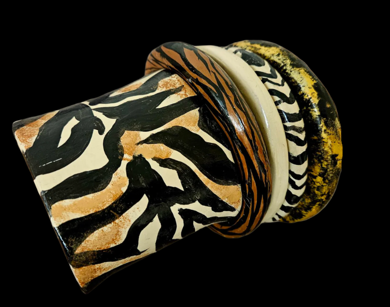 African Animal Print Stackable Hand Sculpted Cuff Set - Iris Apfel