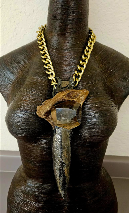 Driftwood Phantom Smoky Quartz Amulet - Mens Artisan Luxury