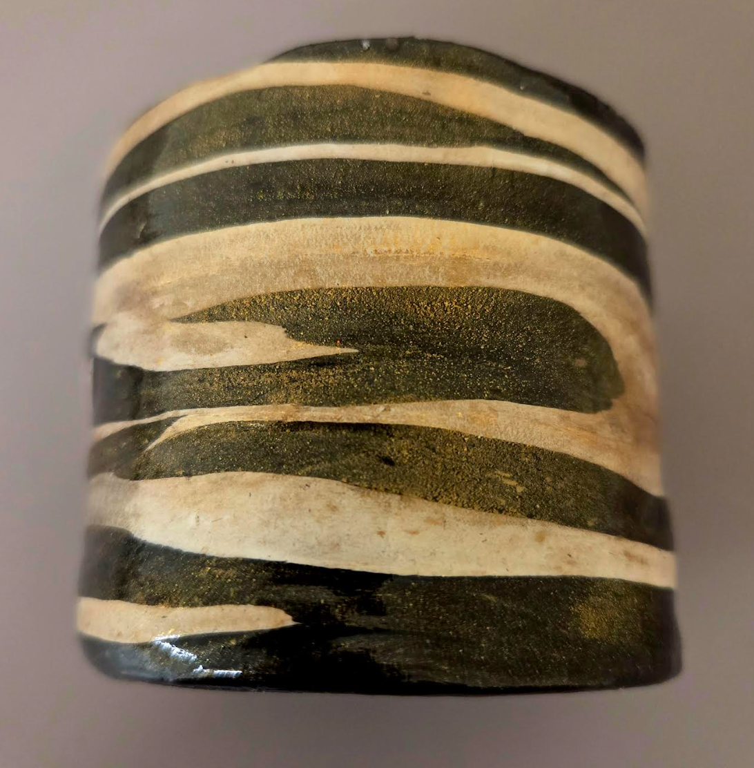 African Inspired Abstract Zebra Print Hand Sculpted Cuff - Plus Size