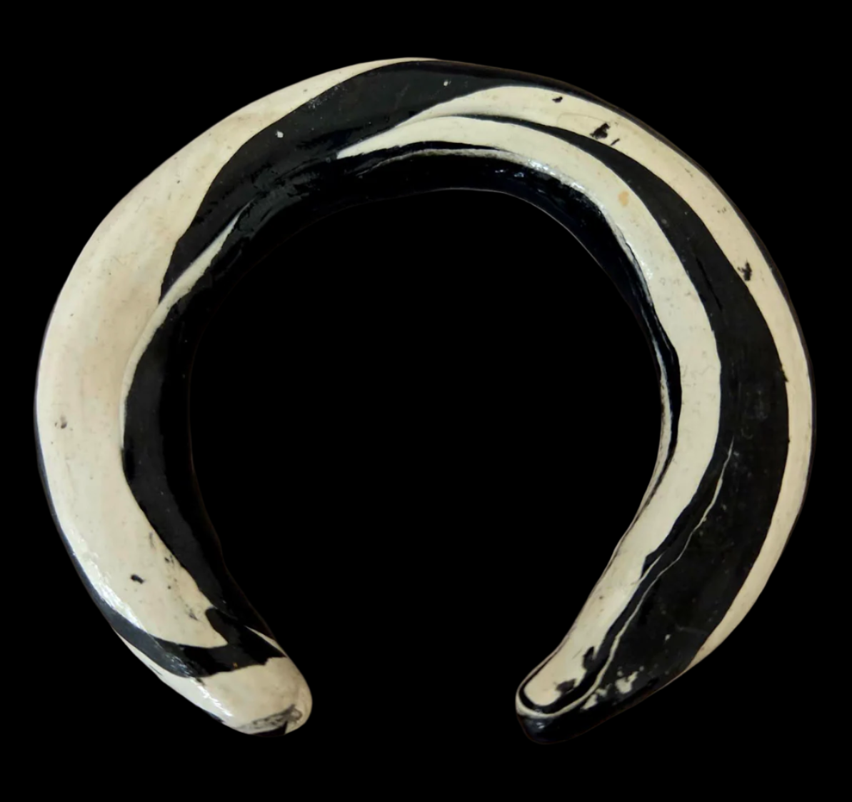 Black and White Hand Sculpted Zebra Print Bangle - Animal Print