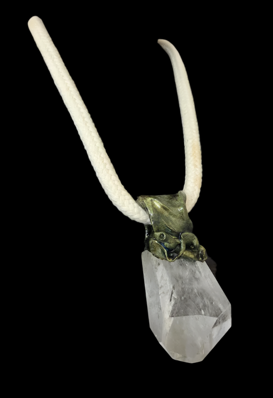 Hand Sculpted Faceted & Polished Phantom Quartz Pendant Necklace