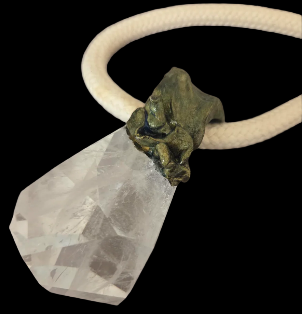 Hand Sculpted Faceted & Polished Phantom Quartz Pendant Necklace