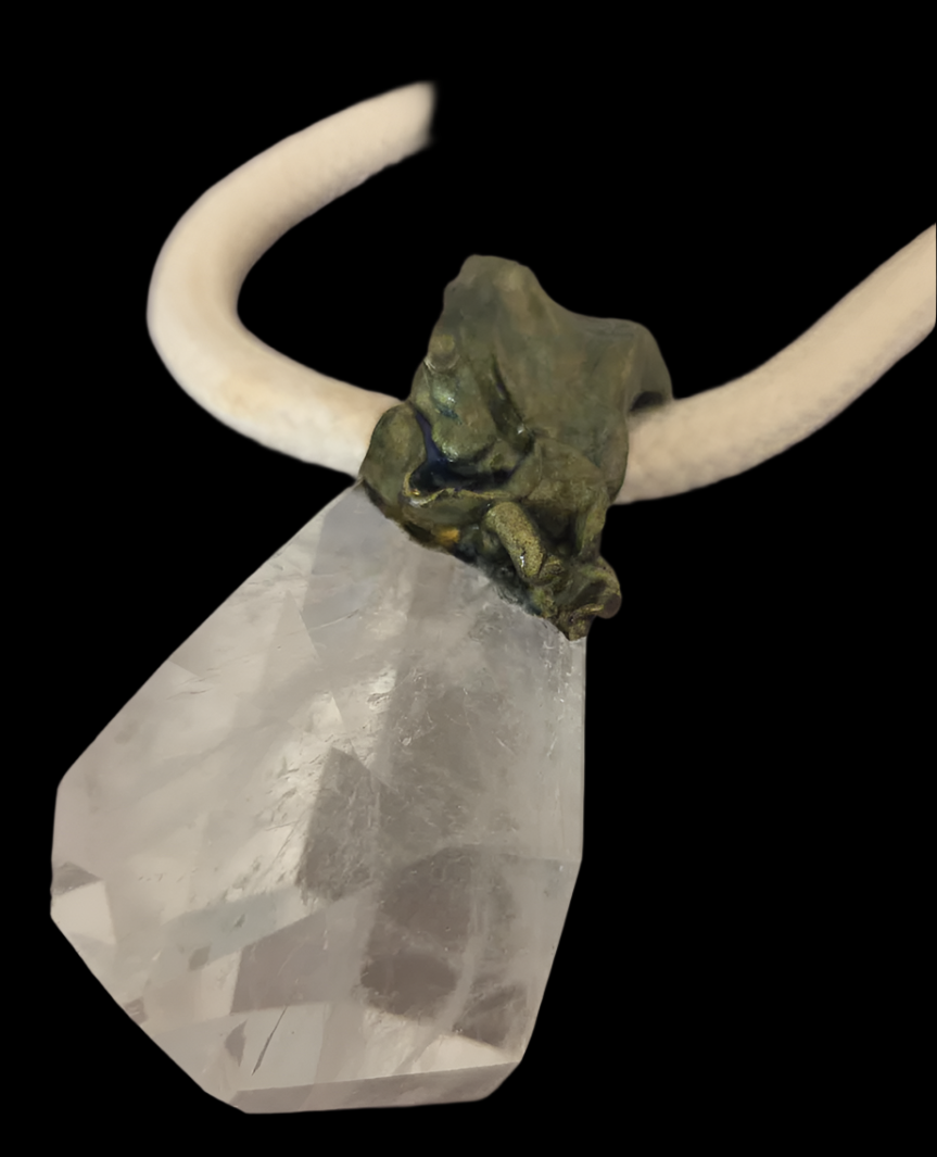 Hand Sculpted Faceted & Polished Phantom Quartz Pendant Necklace
