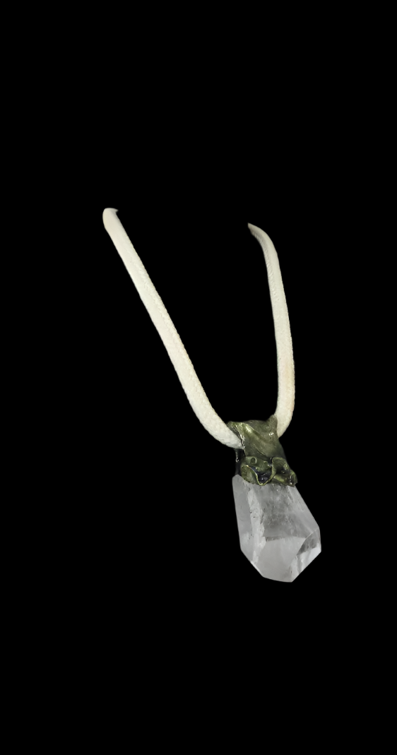 Hand Sculpted Faceted & Polished Phantom Quartz Pendant Necklace