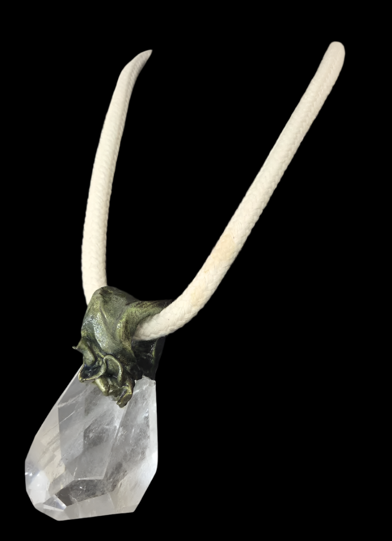 Hand Sculpted Faceted & Polished Phantom Quartz Pendant Necklace