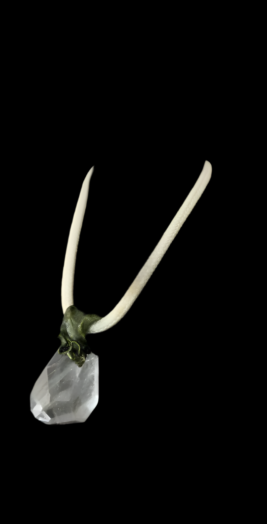 Hand Sculpted Faceted & Polished Phantom Quartz Pendant Necklace