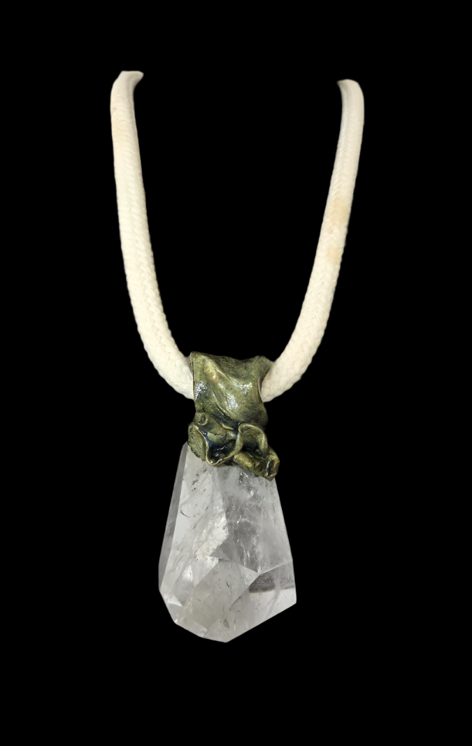 Hand Sculpted Faceted & Polished Phantom Quartz Pendant Necklace