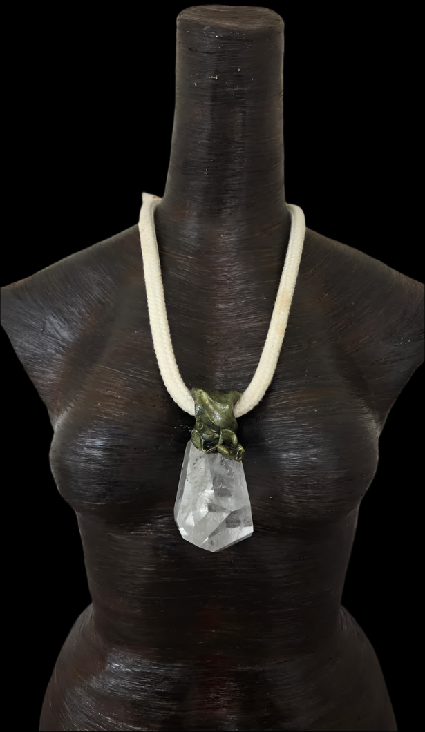 Hand Sculpted Faceted & Polished Phantom Quartz Pendant Necklace