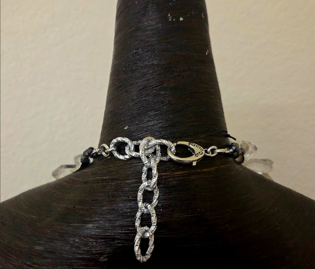 Phantom Quartz Sculpted Pendant On A Polished Branch Quartz Necklace