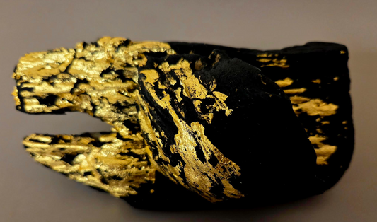 Black & Gold Driftwood Artisan Adjustable Statement Ring - Couture