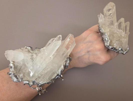 Rough Quartz Statement Cuff & Ring Set - Red Carpet