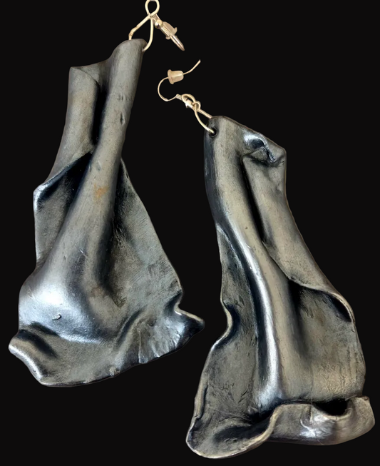 Faux Pewter Art Nouveau Shoulder Duster Earrings - Sensuous