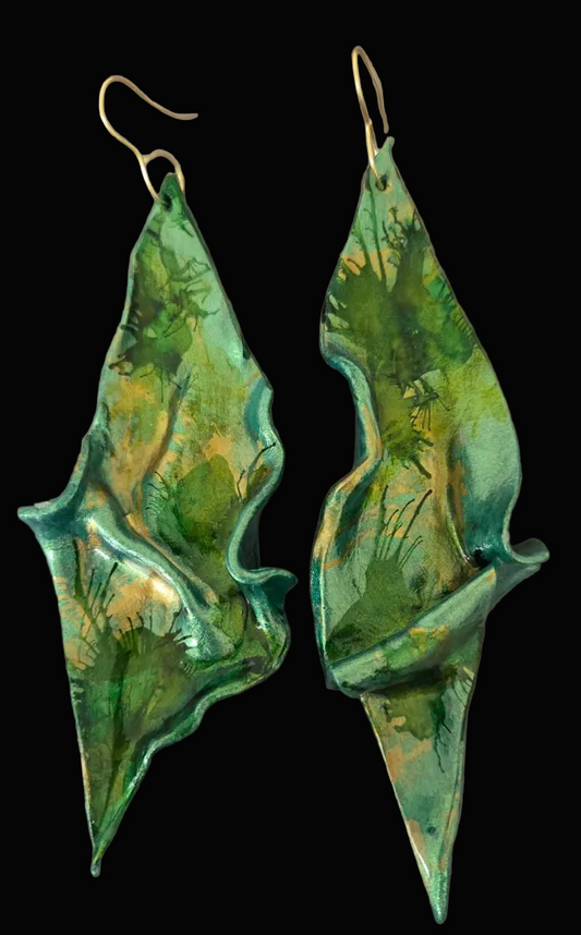 Avant Garde Sculpted Summer Abstract Leaf Pierced Earrings