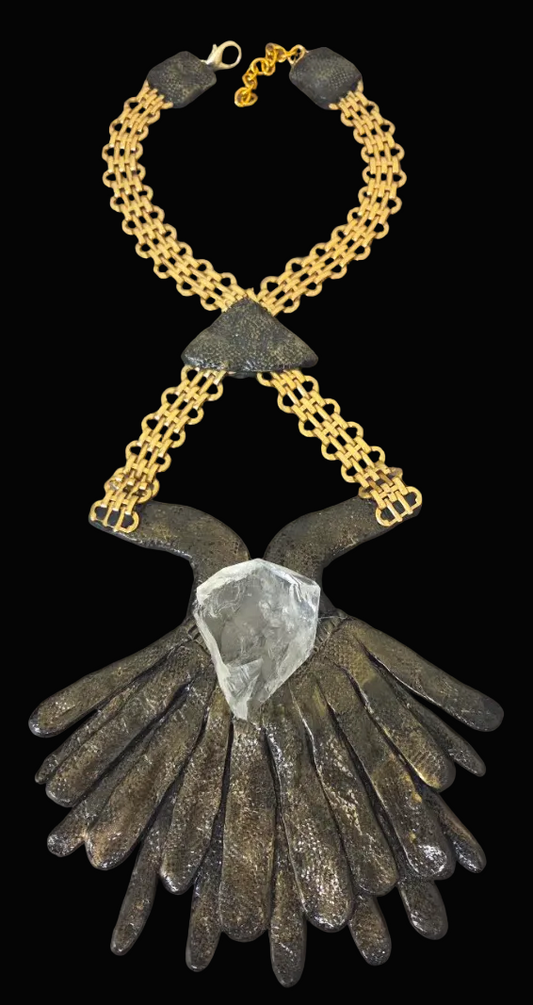 Avant Garde Sculpted Chest Piece With Rough Crystal Center - OOAK