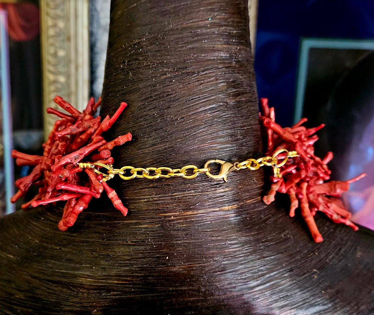 Ammonite & Coral Statement Necklace Pendant – OOAK Power Relic