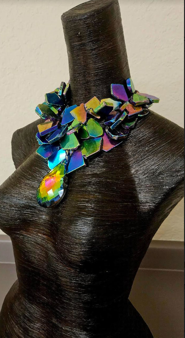 Rainbow Slice Luxury Necklace & Aurora Borealis Gemstone Pendant