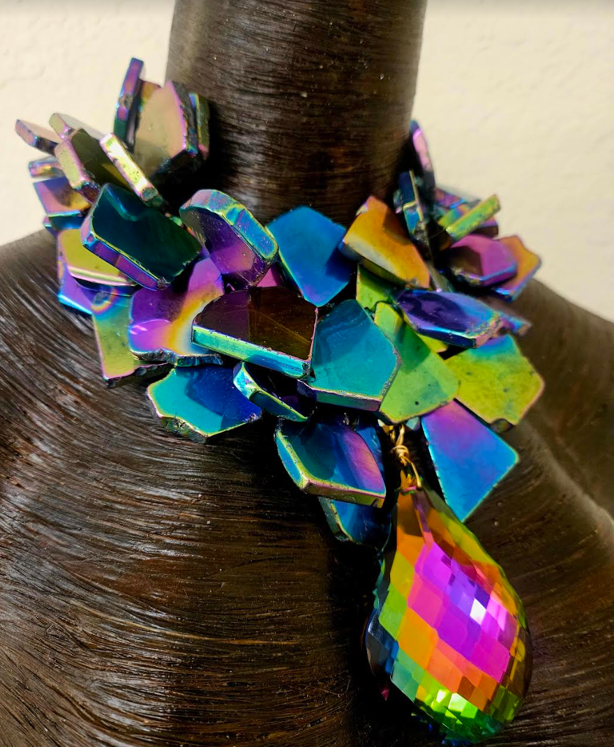 Rainbow Slice Luxury Necklace & Aurora Borealis Gemstone Pendant