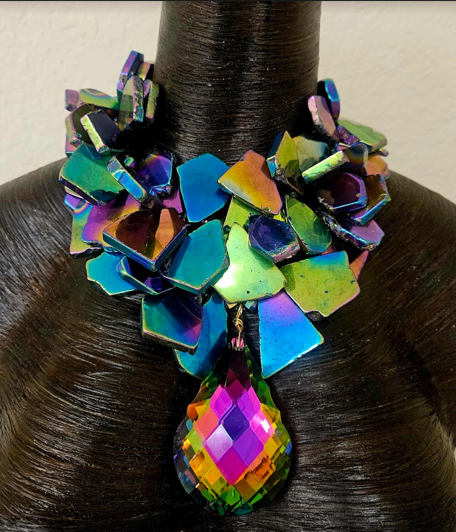 Rainbow Slice Luxury Necklace & Aurora Borealis Gemstone Pendant