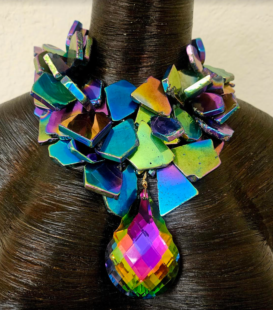 Rainbow Slice Luxury Necklace & Aurora Borealis Gemstone Pendant