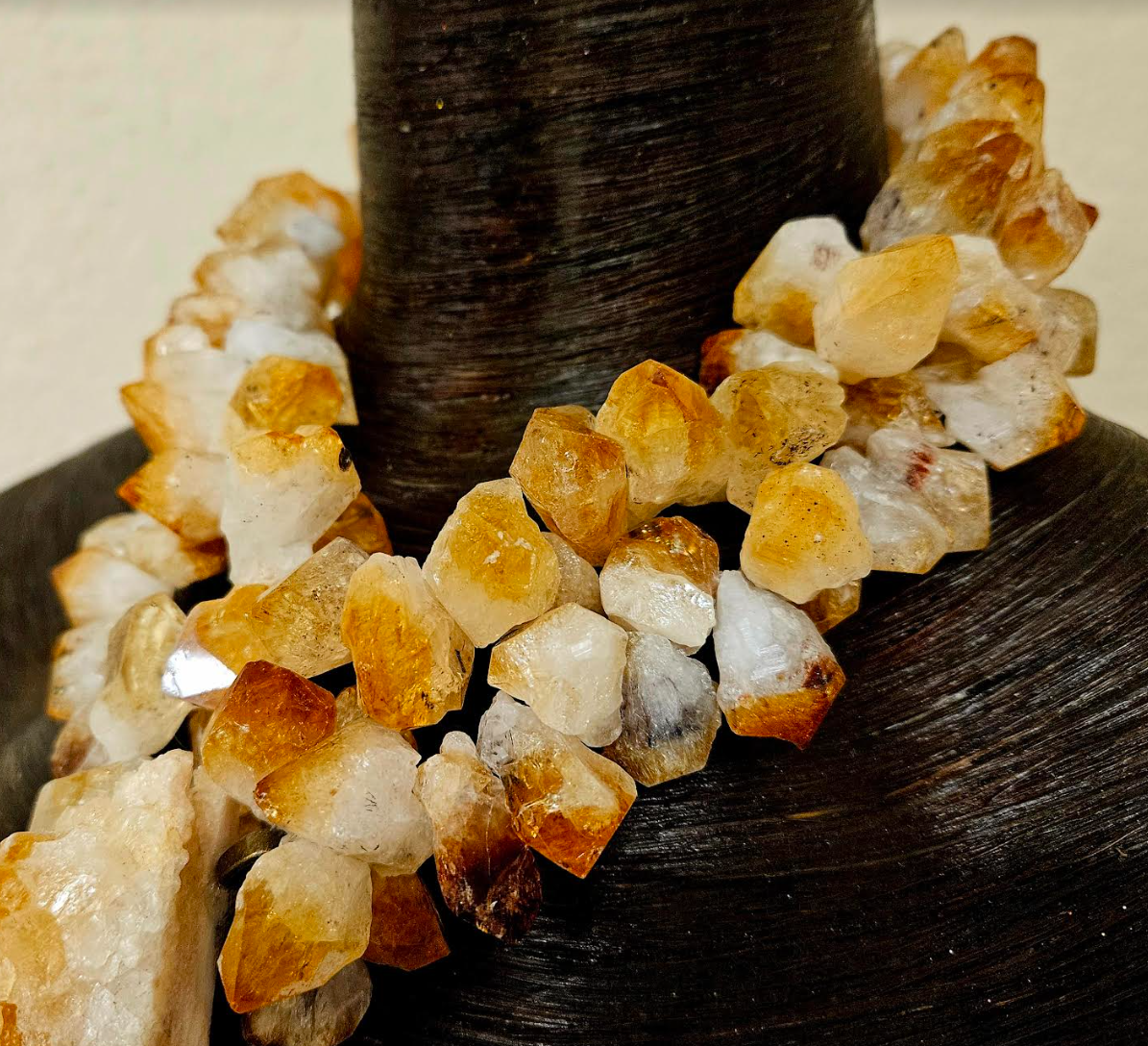 Rough Citrine Luxury Necklace With Gemstone Pendant - Golden Crystals