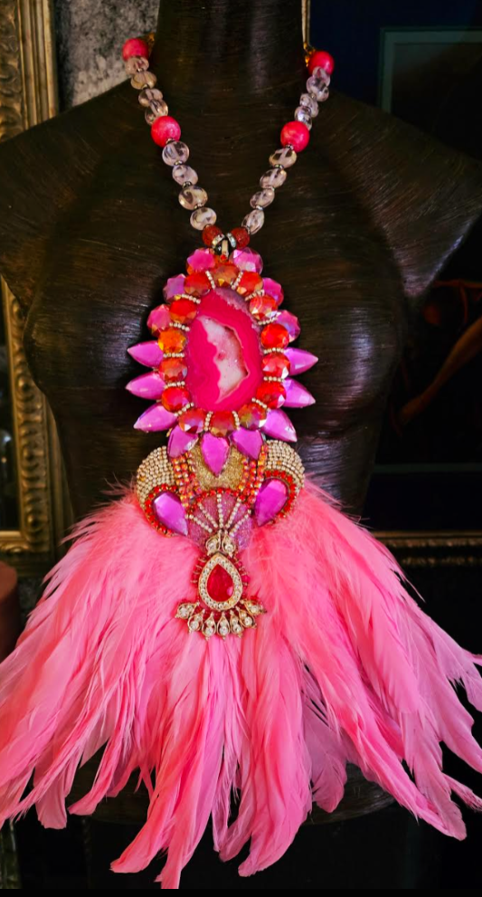 Hot Pink Rooster Feather Shoulder Duster Pierced Earrings