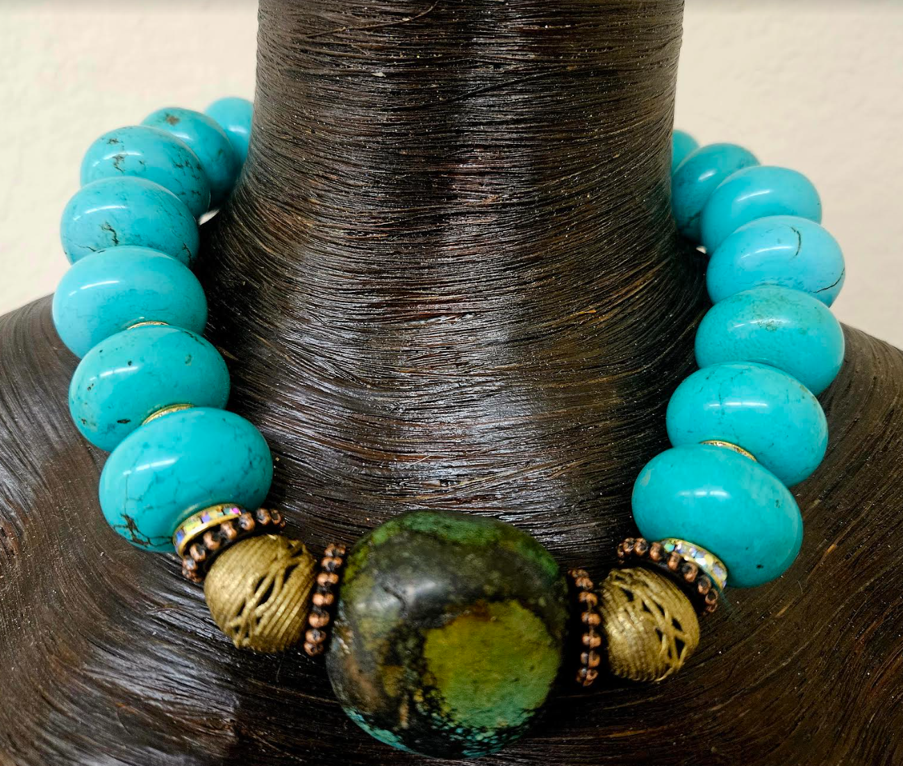 Magnesite Rondelle Beaded Dangles Faux Turquoise Bold & Chunky Pi