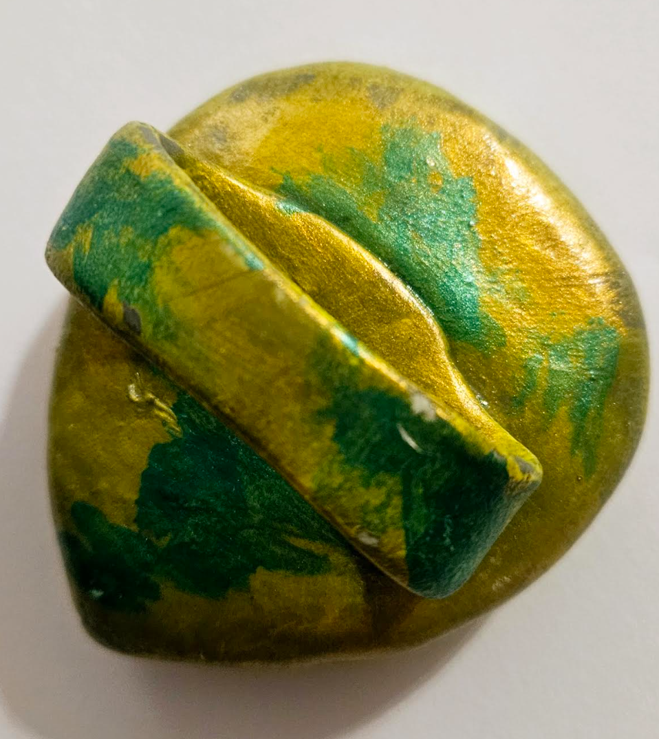 Green Druzy Agate Sculpted Two Finger Statement Ring Exotic Gemst