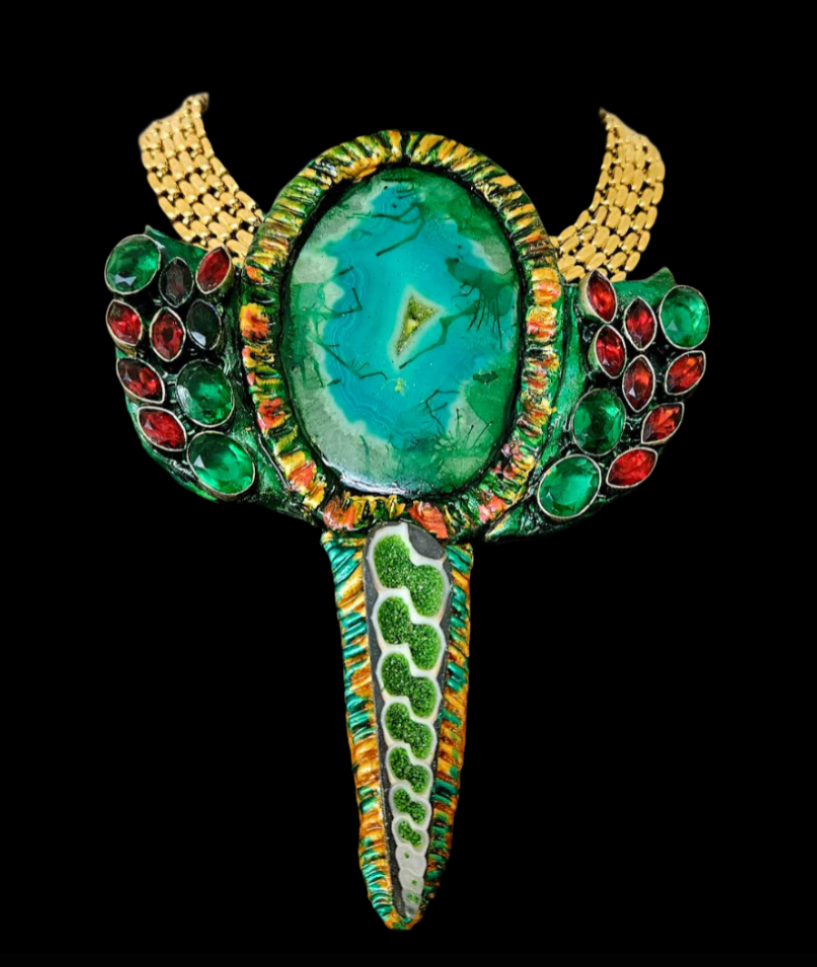 Exclusive Artisan Green Agate & Glass Chest Piece - Artists Choice