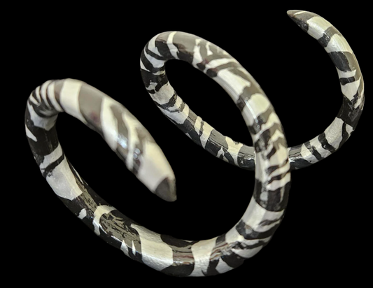 Silver & Black Snake Cuff Large Size - African Inspired Wrist Coil