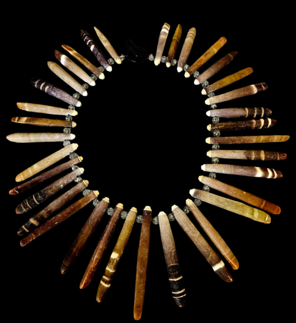 Earth Tone Sea Urchin Spine & Faceted Crystal Bib - Beach Photoshoot