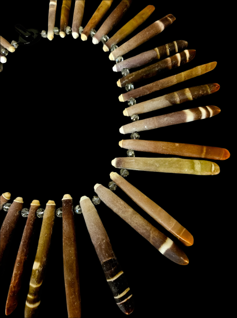 Earth Tone Sea Urchin Spine & Faceted Crystal Bib - Beach Photoshoot
