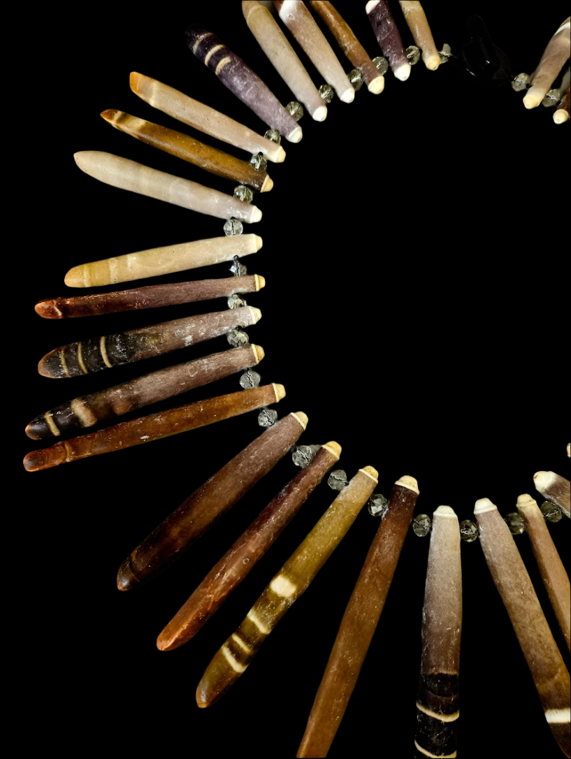 Earth Tone Sea Urchin Spine & Faceted Crystal Bib - Beach Photoshoot