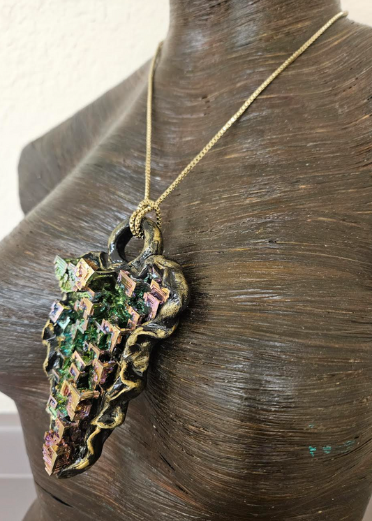 Bismuth Quartz Sculpted Pendant - Bespoke Unisex Pagan Talisman