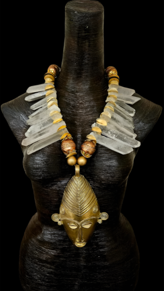 African Mask & Branch Crystal Tribal Chest Piece - Male Conoisseurs