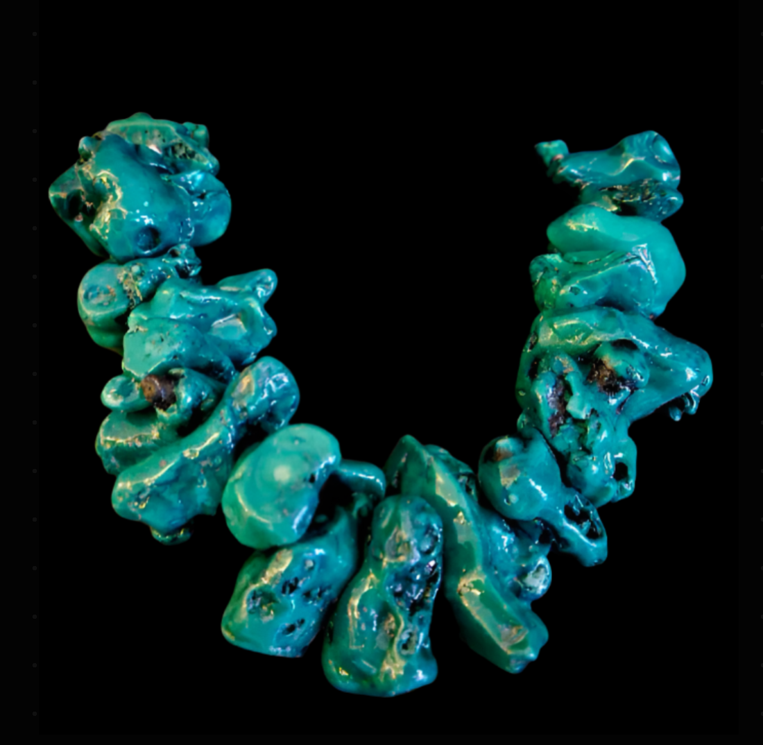 Teal Rough Coral Nugget Statement Luxury Necklace - Summer Jewels