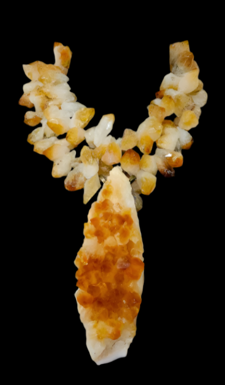 Rough Citrine Necklace with Gemstone Pendant - Celebrity