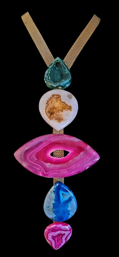 Druzy Agate Gemstone Totem Statement Chest Piece - Artisan