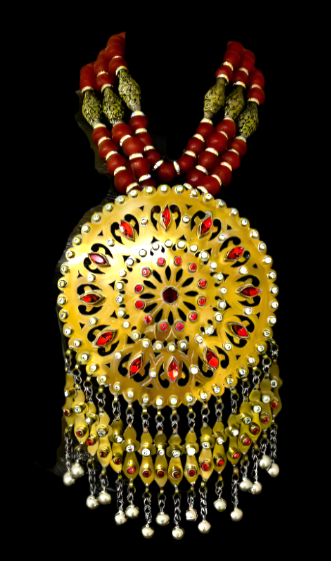 Massive Ethnic Inlaid Brass Breast Plate - High End Haute Couture Divas