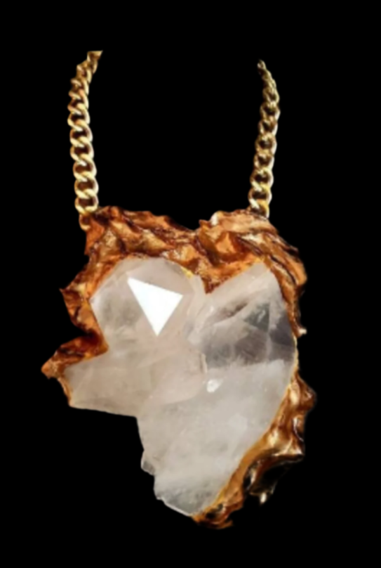 Huge Rough Quartz Chest Piece with Sculpted Baroque Setting Gemmy