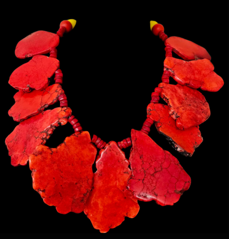 Red Sea Sediment Slice Bib Necklace - Luxury Oversized Slab Collar