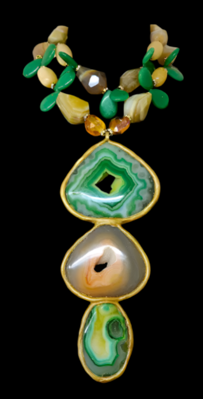 Luxury Druzy Agate Totem Chest Piece With Chunky Gemstone Necklace