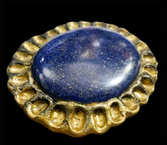 Lapis Lazuli Sculpted Statement Ring - Egyptian Revival Finger Candy