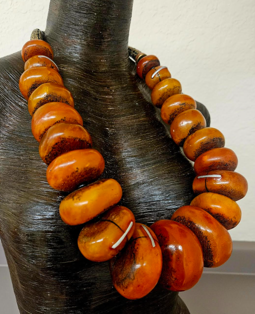 Huge Moroccan Resin Beaded Tribal Ethnic Bib Necklace - Unisex Design