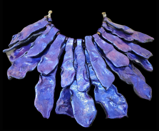 Sculpted Slab Statement Necklace - Pink Blue Purple