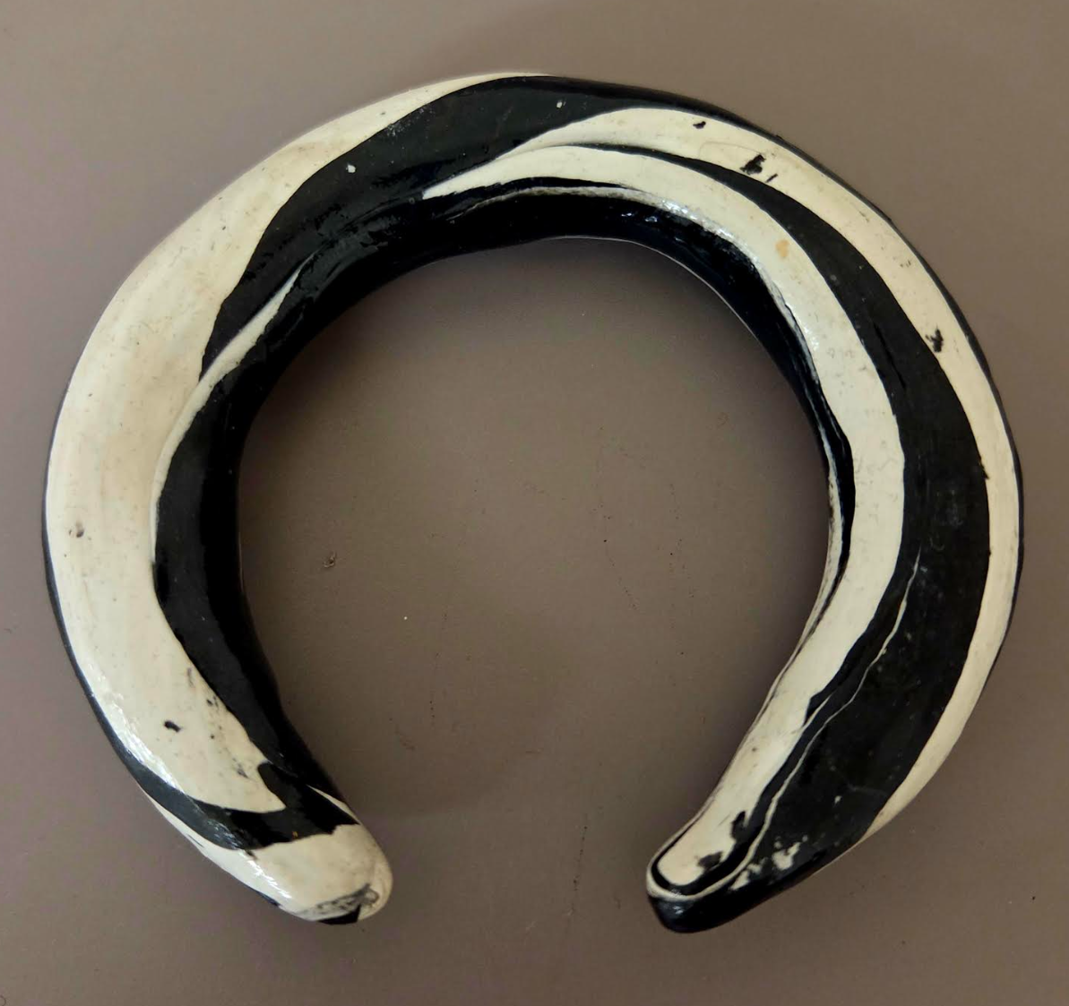 Black and White Hand Sculpted Zebra Print Bangle - Animal Print
