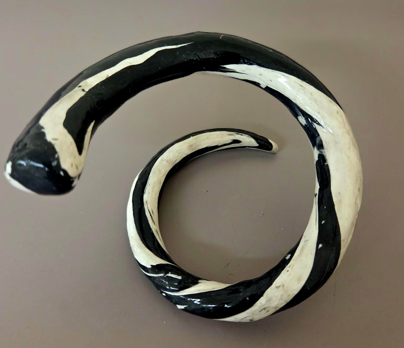 Hand Sculpted & Caned Zebra Snake Serpent Cuff - Bold Dramatic