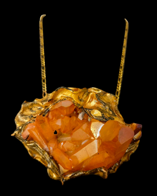 Orange Aura Quartz Pendant - Baroque Luxury Artisan Amulet