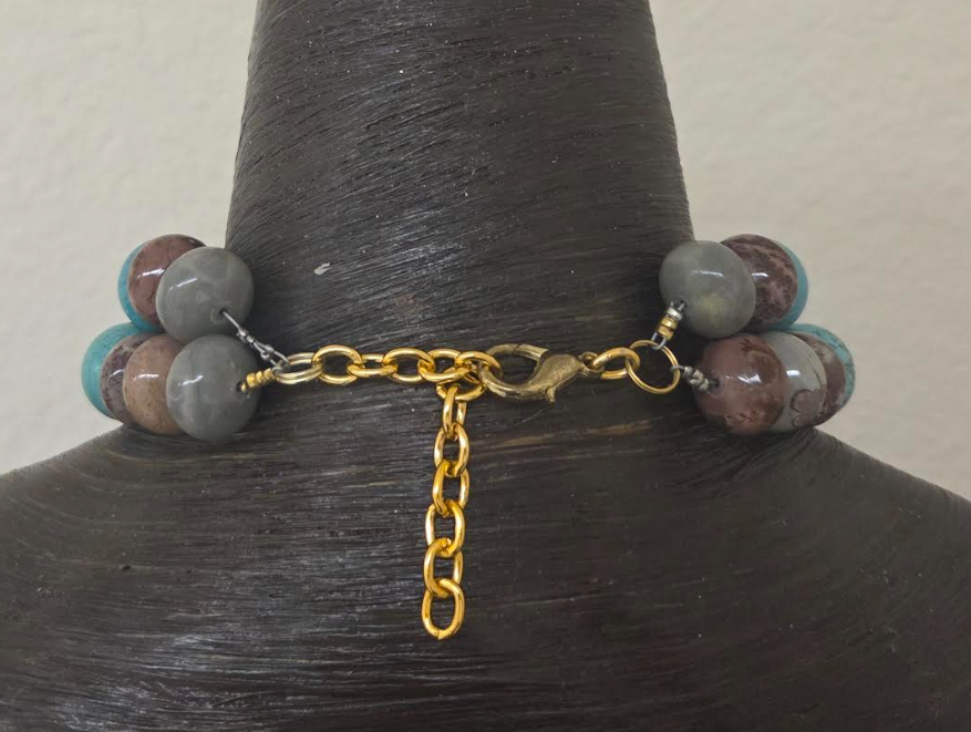 African Beaded Tribal Statement Necklace - Brass Monkey Pendant