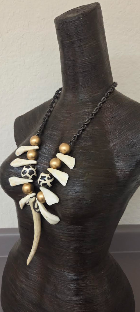 Unisex Tribal Chest Piece with Antler, Bone & Buffalo Teeth - Exotic and Wild Warrior Statement Necklace